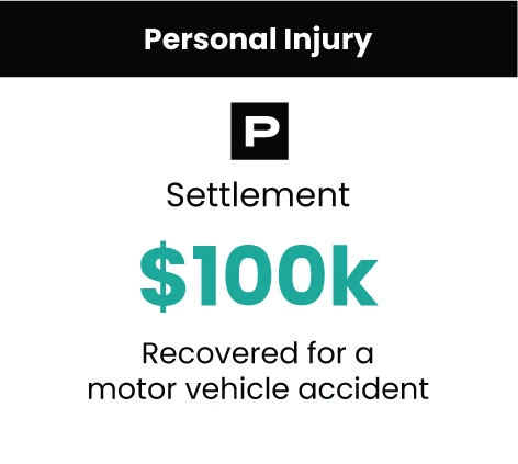 Personal Injury Case Result 100k motor vehicle accident