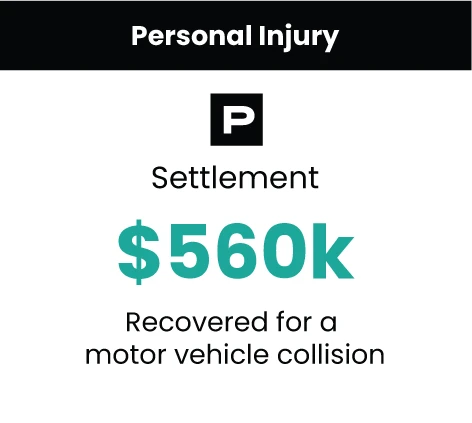 Personal Injury Case Result 560k motor vehicle collision Personal Injury Case Result 560k motor vehicle collision