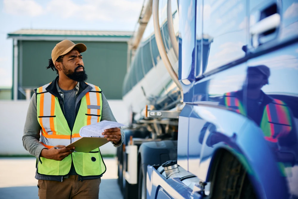 Commercial truck undergoing safety inspection highlighting poor maintenance risks that can lead to fatal truck accidents
