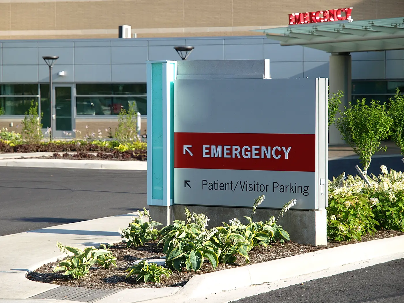 Emergency room entrance sign outside a hospital near Glendale, Arizona
