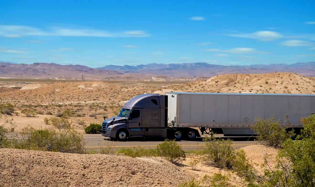 Commercial semi-truck traveling on an Arizona highway